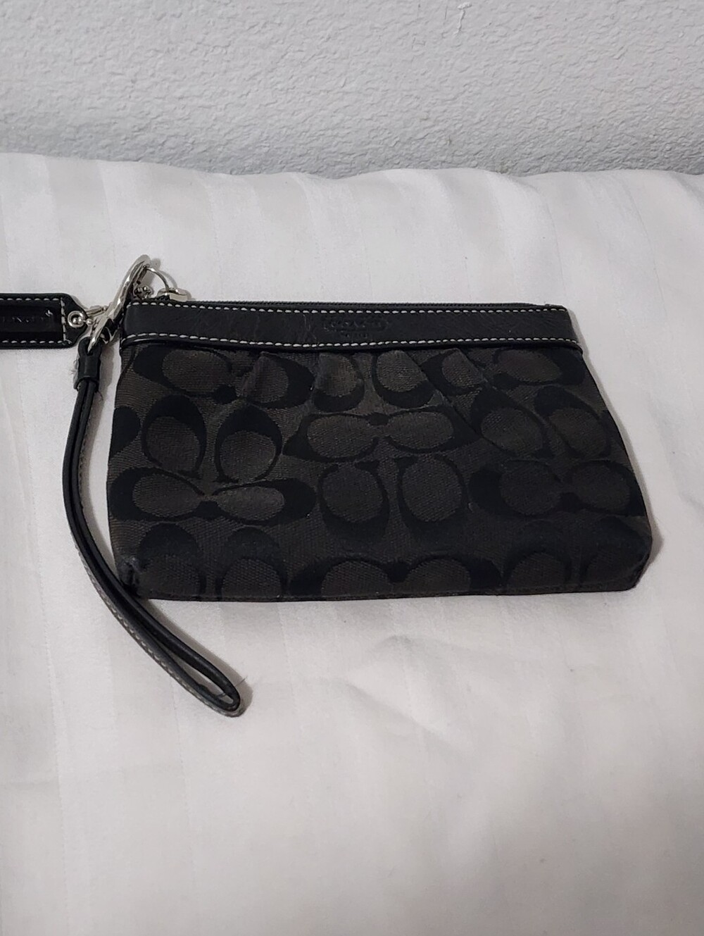Coach Black and Dark Gray Signature Wristlet